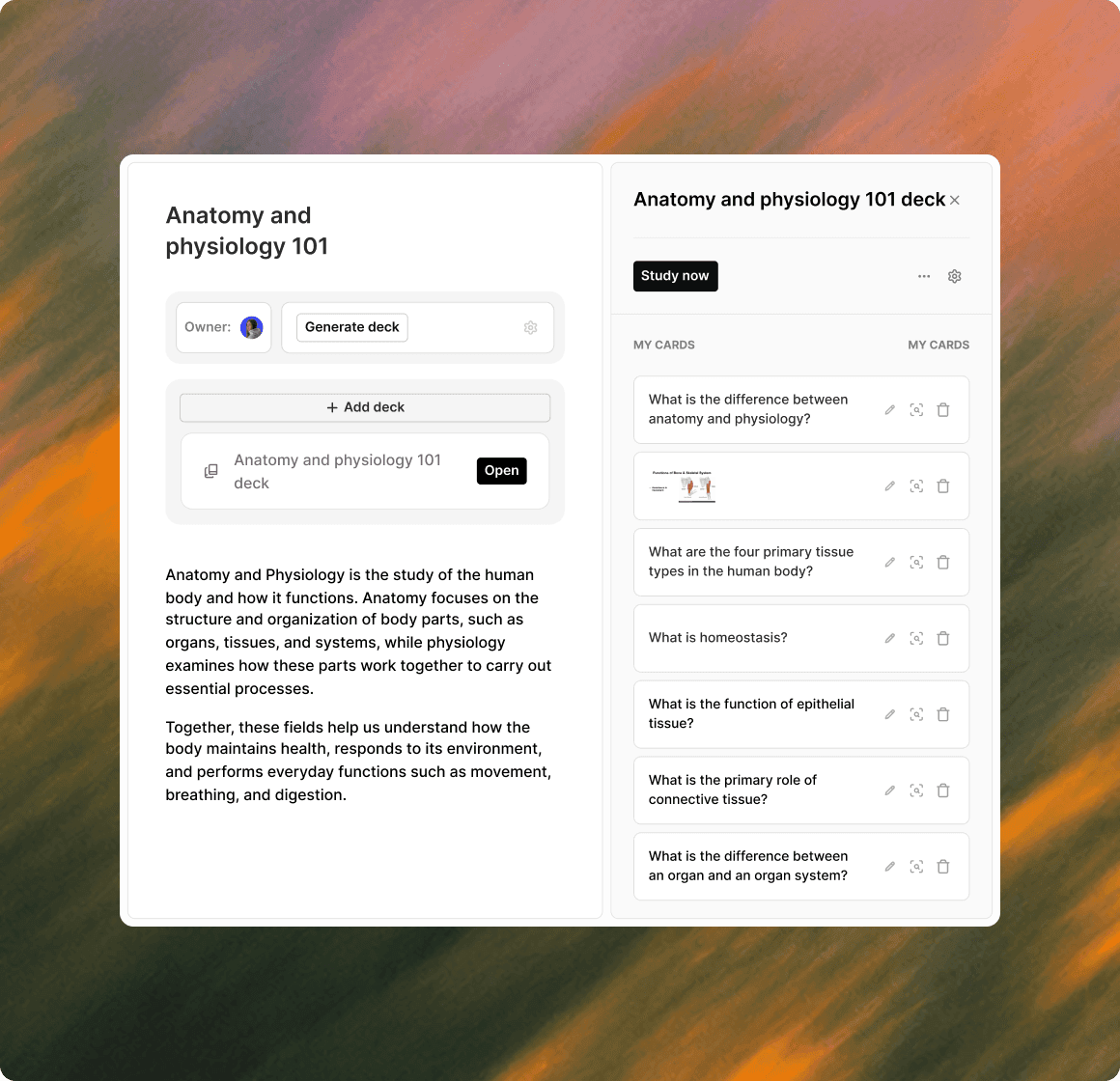 Notes and decks integrated in Flipkall